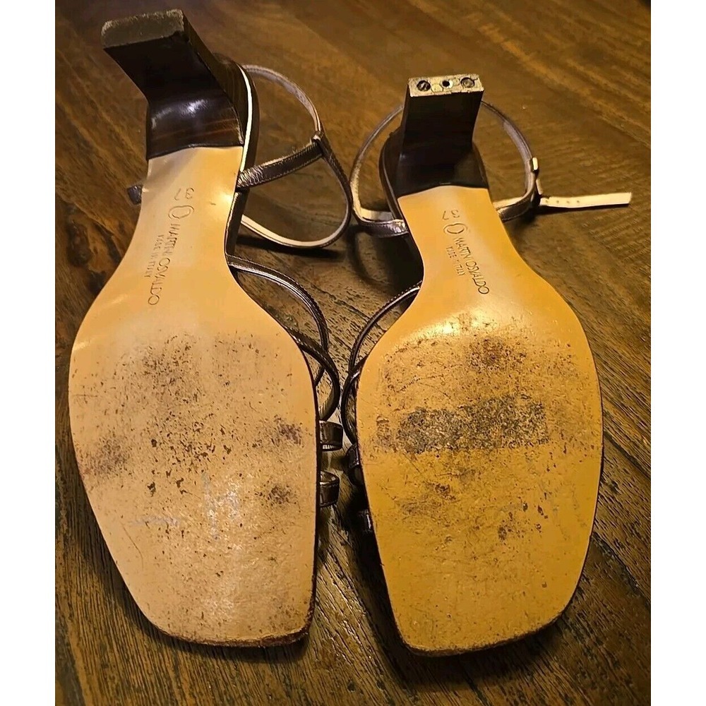 Martini Osvaldo Shoes Womens 37 Bronze Metallic Strappy Slingback Heels Italy‎ - Picture 7 of 10